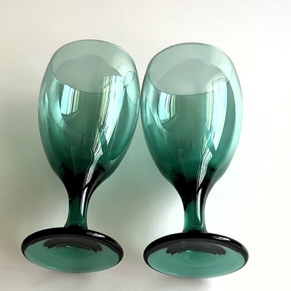 LIBBEY VINTAGE GREEN WINE GLASSES SET OF 2 - Picture 3 of 8